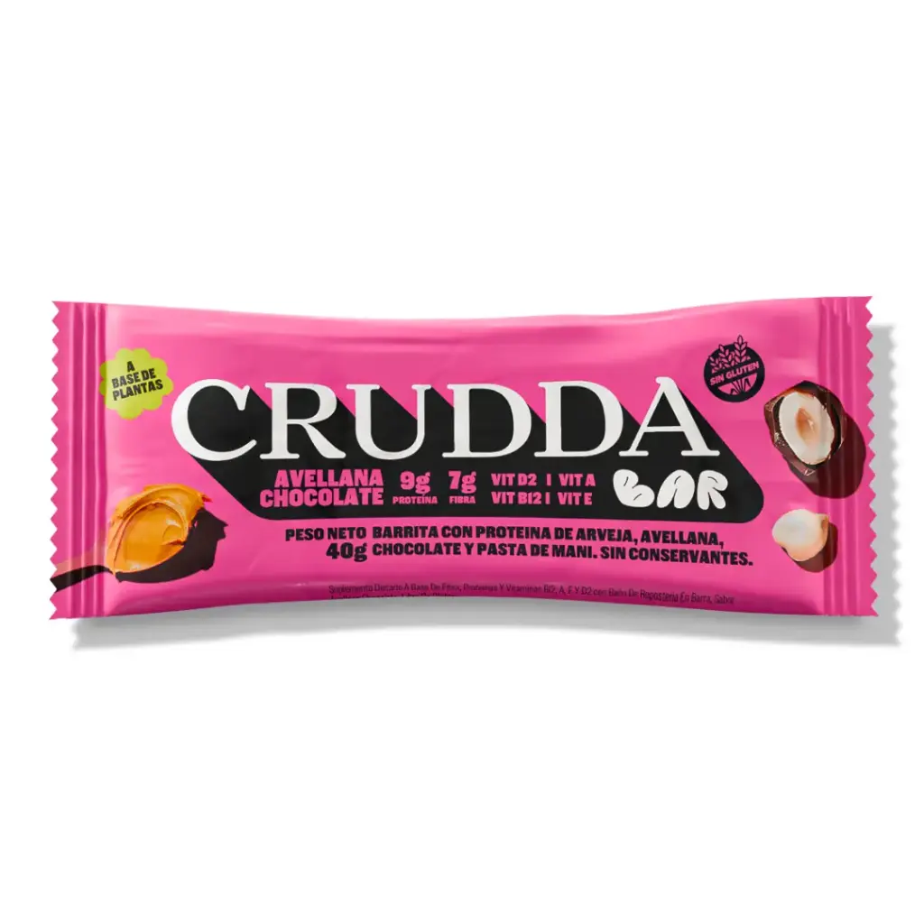 CRUDDA BAR AVELLANA CHOCOLATE 10 Unid x 40g  ROSA  