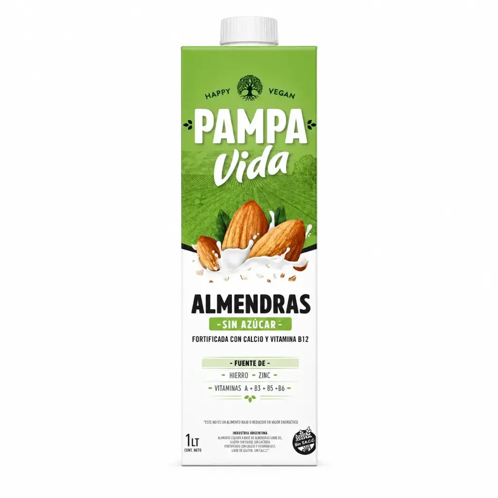LECHE DE ALMENDRAS PAMPA VIDA SIN AZUCAR  X LT 