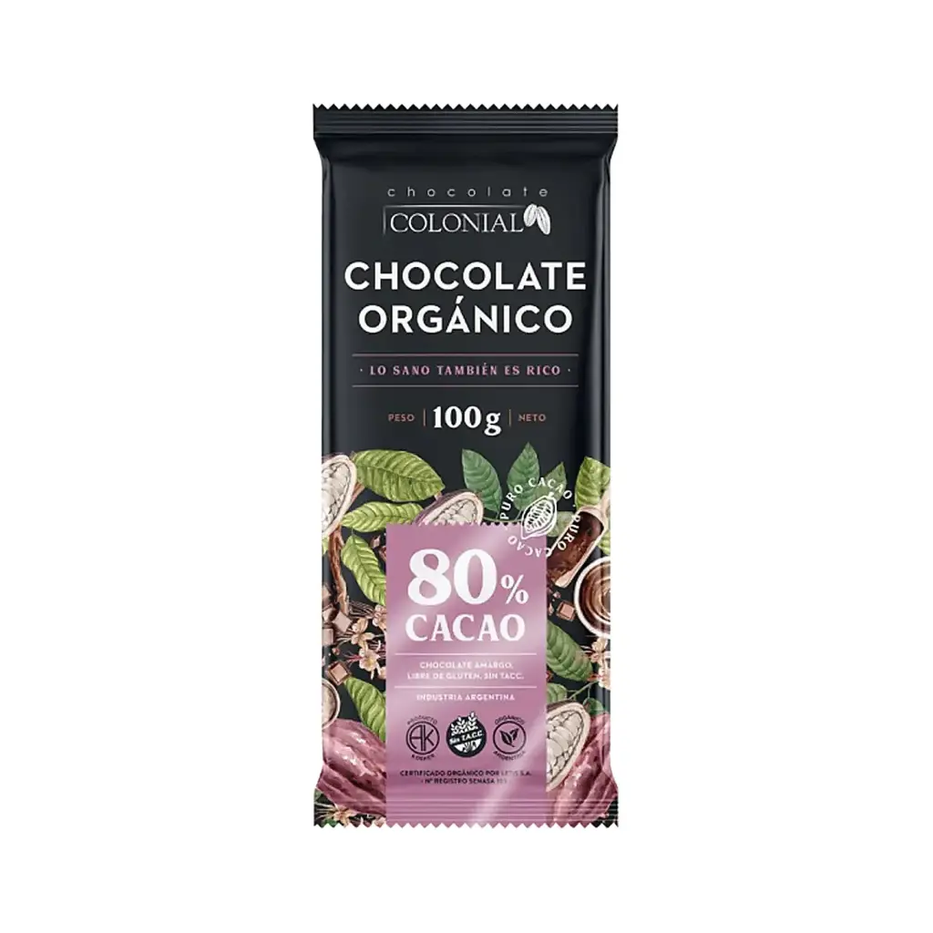 Barra de Chocolate Organico 80% x 100G