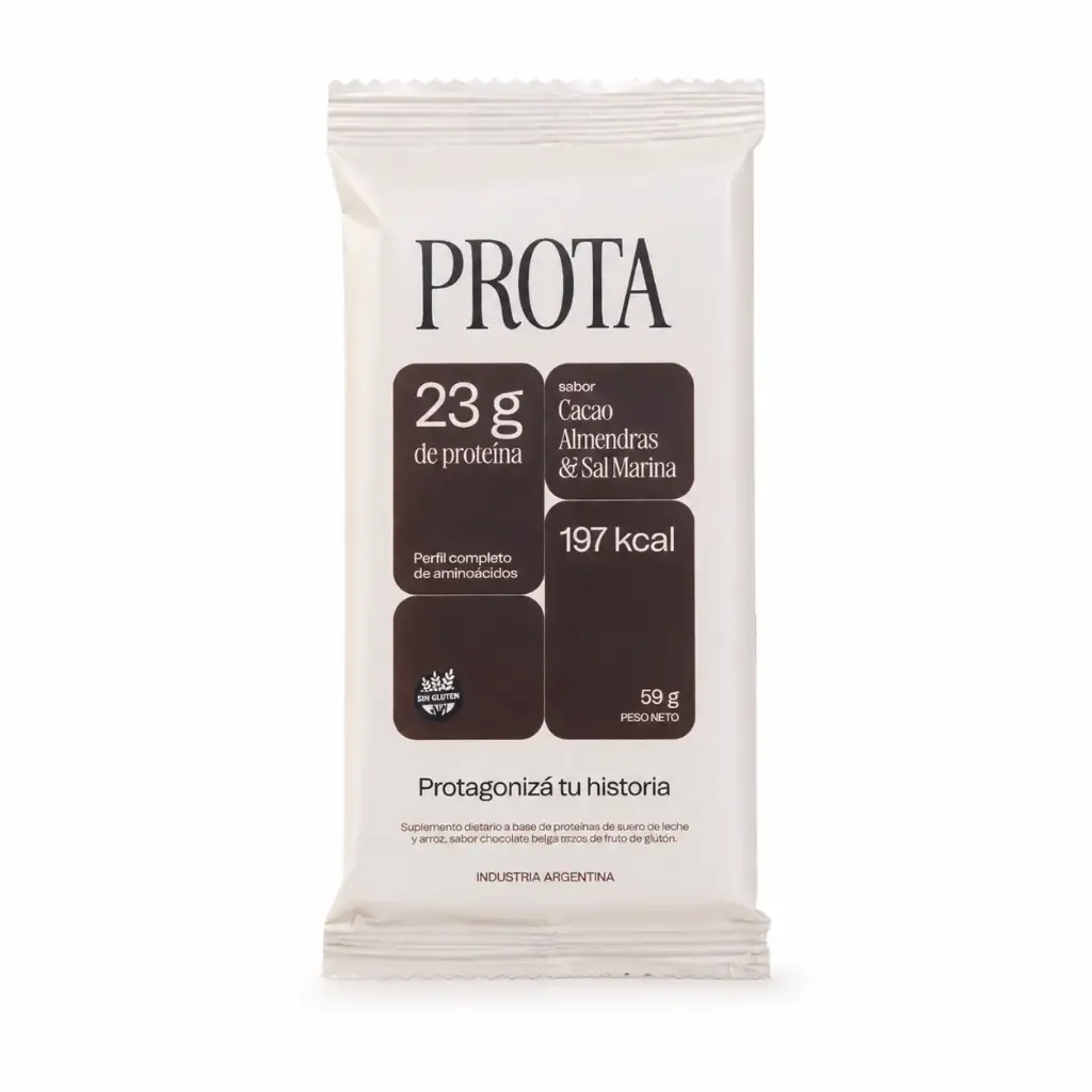 BARRA PROTEICA "PROTA" - CACAO ALMENDRA Y SAL MARINA 12 UN x 59g