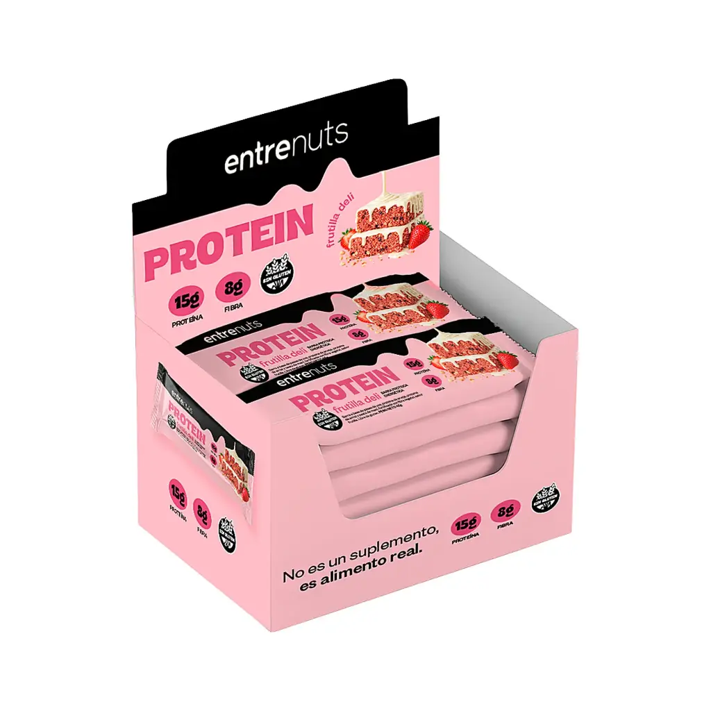 BARRA DE FRUTILLA DELI "ENTRENUTS" 10 UN x 45g ROSA